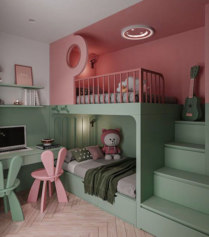 Trang trí phòng ngủ 2 bé